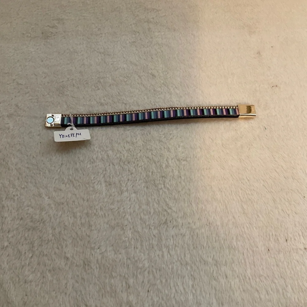 Gold-Tone Multicolor Beaded Bracelet Watch Strap - Women's Accessory
